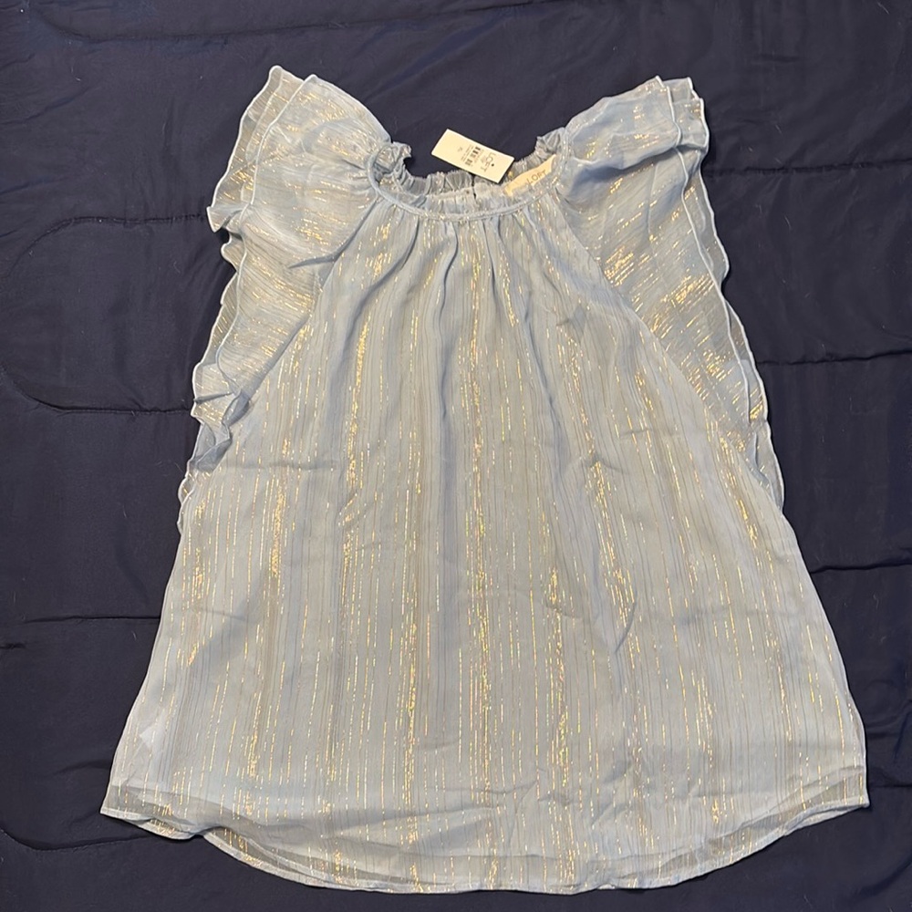 Loft light blue with silver and gold streaks flimsy top